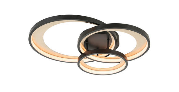 LED-DECKENLEUCHTE 54,2/46,8/11 cm - Messingfarben/Schwarz, Design, Kunststoff/Metall (54,2/46,8/11cm) - Novel