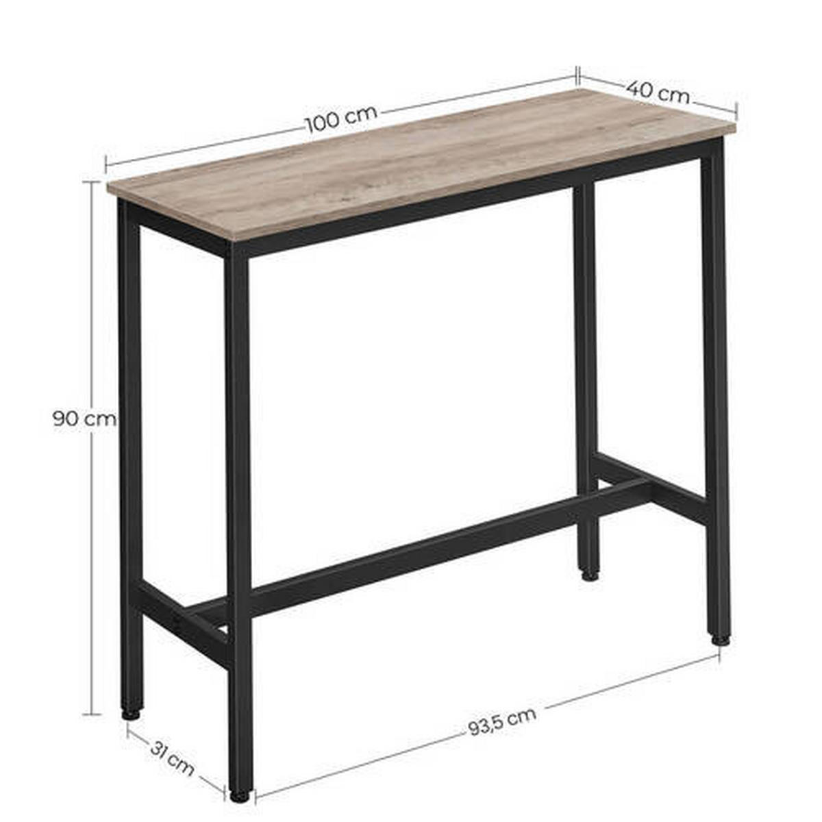 BARTISCH teilmassiv Braun, Schwarz  - Schwarz/Braun, Trend, Holzwerkstoff/Metall (100/40/90cm) - Boxxx