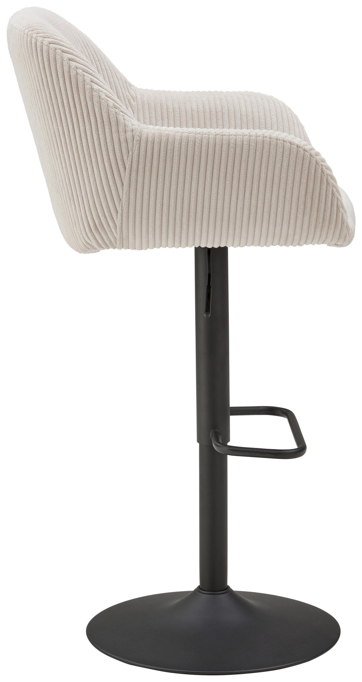 BARHOCKER Cord Schwarz, Beige Eisen inklusive Armlehnen  - Beige/Schwarz, LIFESTYLE, Textil/Metall (44/95-117/55cm) - Livetastic