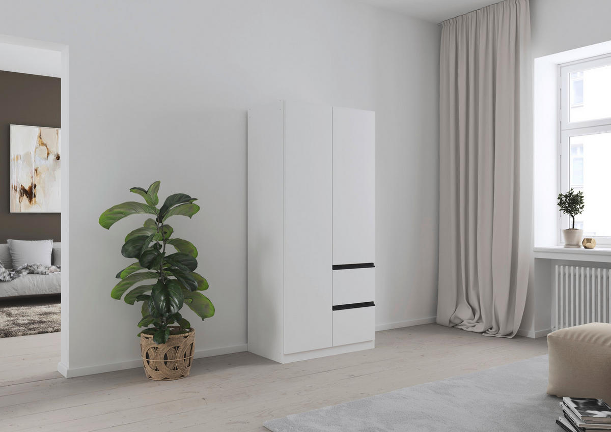 DREHTÜRENSCHRANK in Weiss  - Weiss/Grau, Modern, Holzwerkstoff (91/197/54cm) - Rauch Möbel