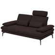 2,5-SITZER  in Echtleder Braun   - Schwarz/Braun, Design, Leder/Metall (196/86/104cm) - Dieter Knoll