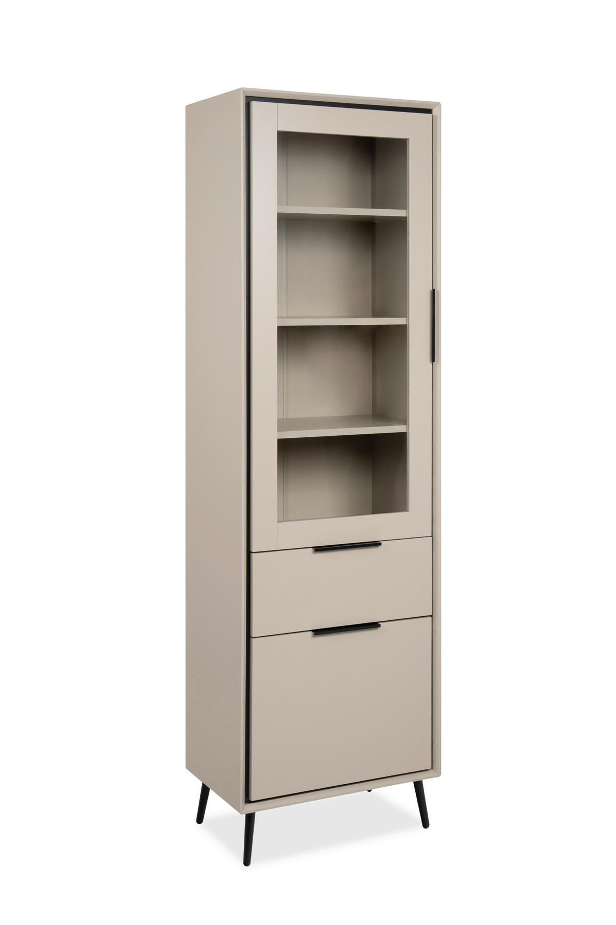 VITRINA 60/200/38 cm   - boje pijeska/crna, Konvencionalno, staklo/drvni materijal (60/200/38cm)