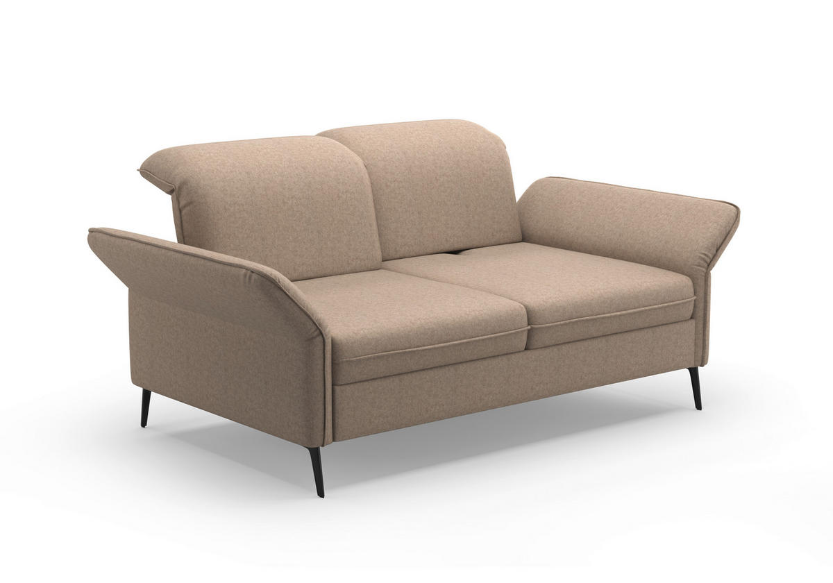 2,5-SITZER in Flachgewebe Taupe  - Taupe/Schwarz, Konventionell, Textil/Metall (189/92/123cm) - Sit & More