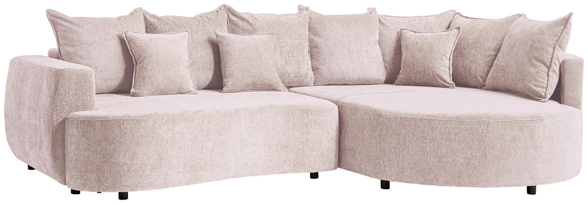 ECKSOFA in Chenille Beige  - Beige/Schwarz, Design, Kunststoff/Textil (307/194cm) - Carryhome