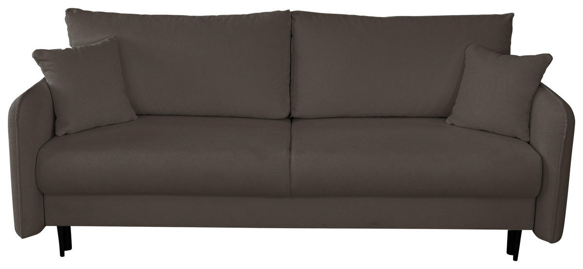 SCHLAFSOFA Webstoff Graubraun  - Graubraun/Schwarz, Design, Holz/Kunststoff (216/96/102cm) - MID.YOU