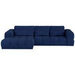 ECKSOFA in Chenille Dunkelblau  - Schwarz/Dunkelblau, KONVENTIONELL, Kunststoff/Textil (203/290cm) - Carryhome