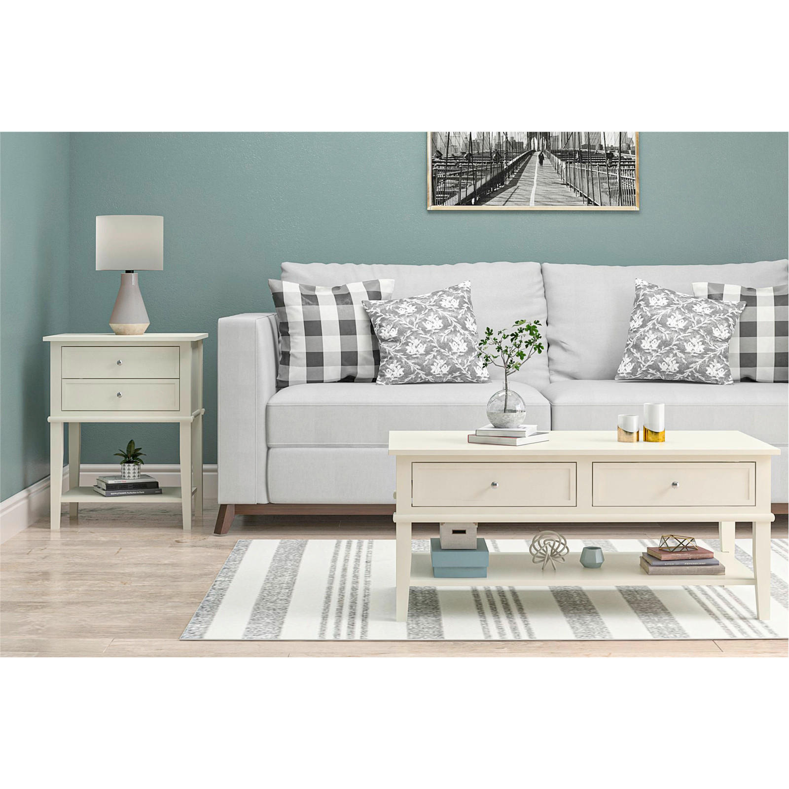 COUCHTISCH in Holzwerkstoff  - Silberfarben/Weiß, Design, Holzwerkstoff/Metall (103/46/52cm) - MID.YOU