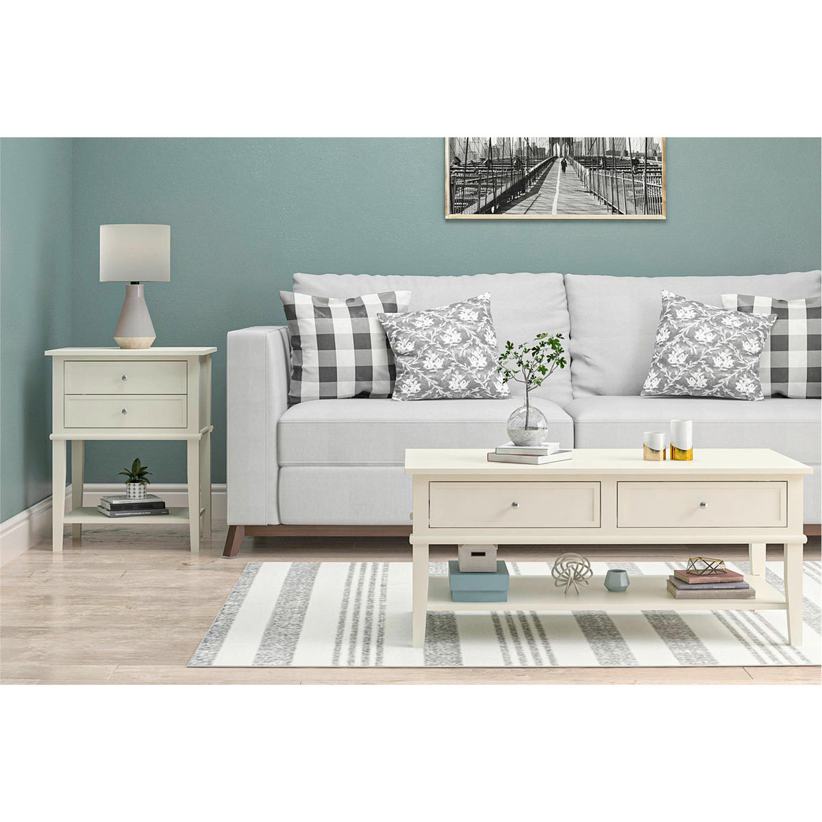 COUCHTISCH in Holzwerkstoff  - Silberfarben/Weiß, Design, Holzwerkstoff/Metall (103/46/52cm) - MID.YOU