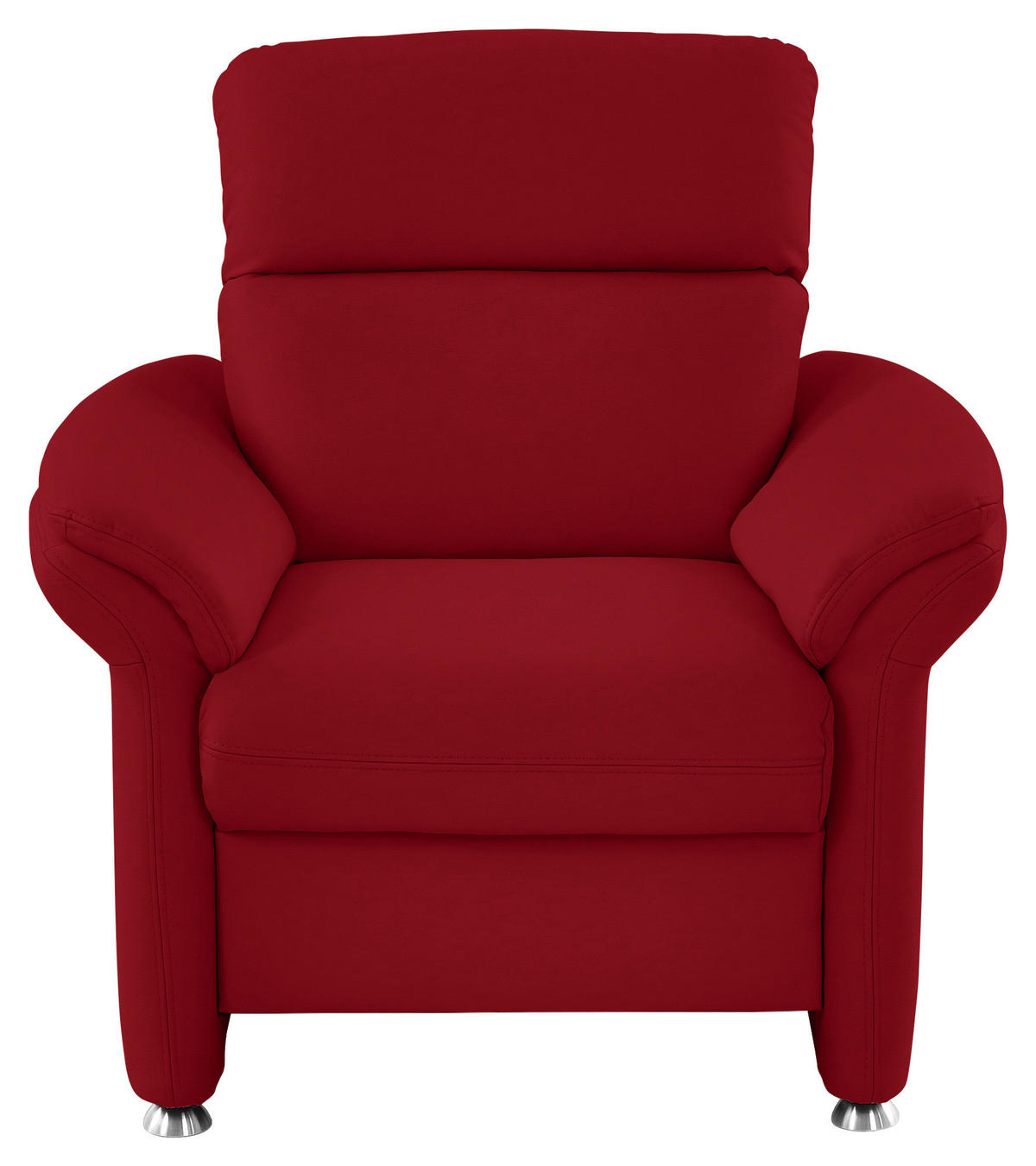 SESSEL in Echtleder Rot  - Rot/Alufarben, Konventionell, Leder/Metall (98/96/92cm) - Beldomo Premium