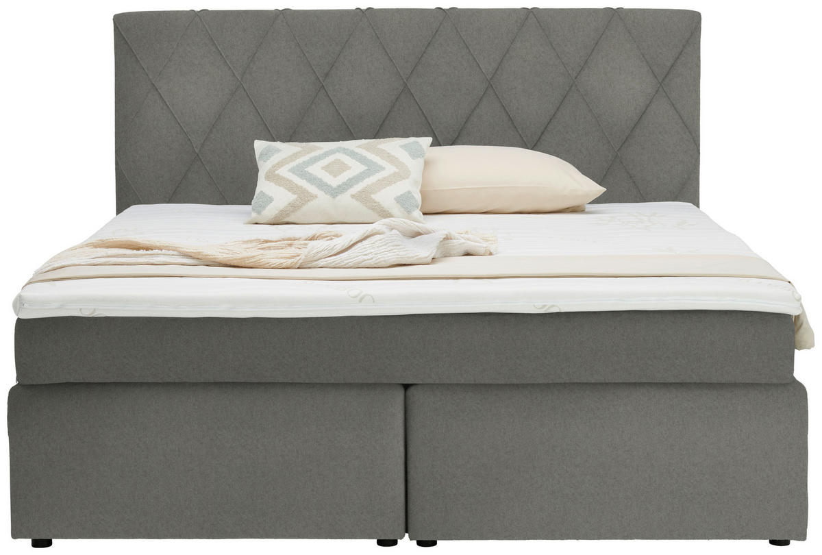 BOXSPRINGBETT 160/200 cm  in Silberfarben  - Silberfarben/Schwarz, Design, Holzwerkstoff/Kunststoff (160/200cm) - Xora
