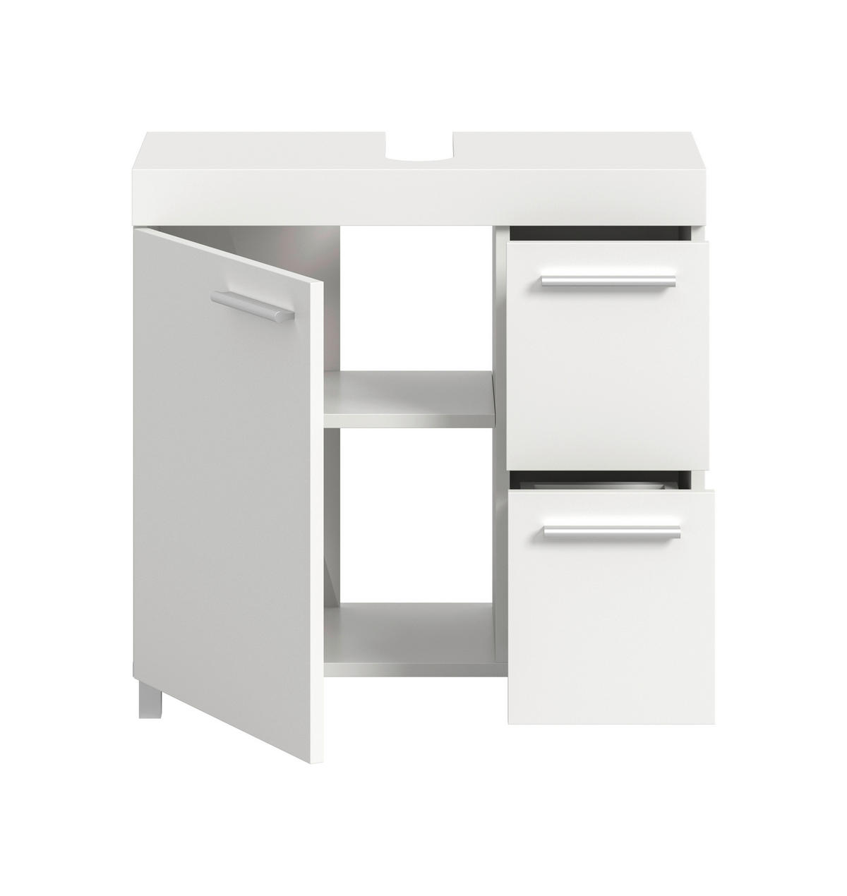 TVÄTTSTÄLLSUNDERSKÅP 65/63/31 cm  - vit/silver, Trend, trämaterial/plast (65/63/31cm) - MID.YOU