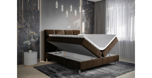 BOXBETT 180/200 cm in Dunkelbraun - Chromfarben/Dunkelbraun, Design, Holz/Holzwerkstoff (180/200cm) - Esposa