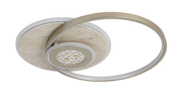LED-DECKENLEUCHTE Travera 54,5/43/8 cm  - Sandfarben/Chromfarben, Design, Kunststoff/Stein (54,5/43/8cm) - Novel