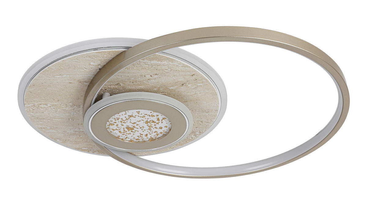 LED PLAFONJERA Travera  - boja hroma/šampanjac, Dizajnerski, kamen/metal (54,5/43/8cm) - Novel
