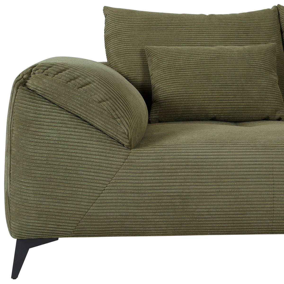 ECKSOFA in Cord Dunkelgrün  - Dunkelgrün/Schwarz, Konventionell, Textil/Metall (311/176cm) - Carryhome
