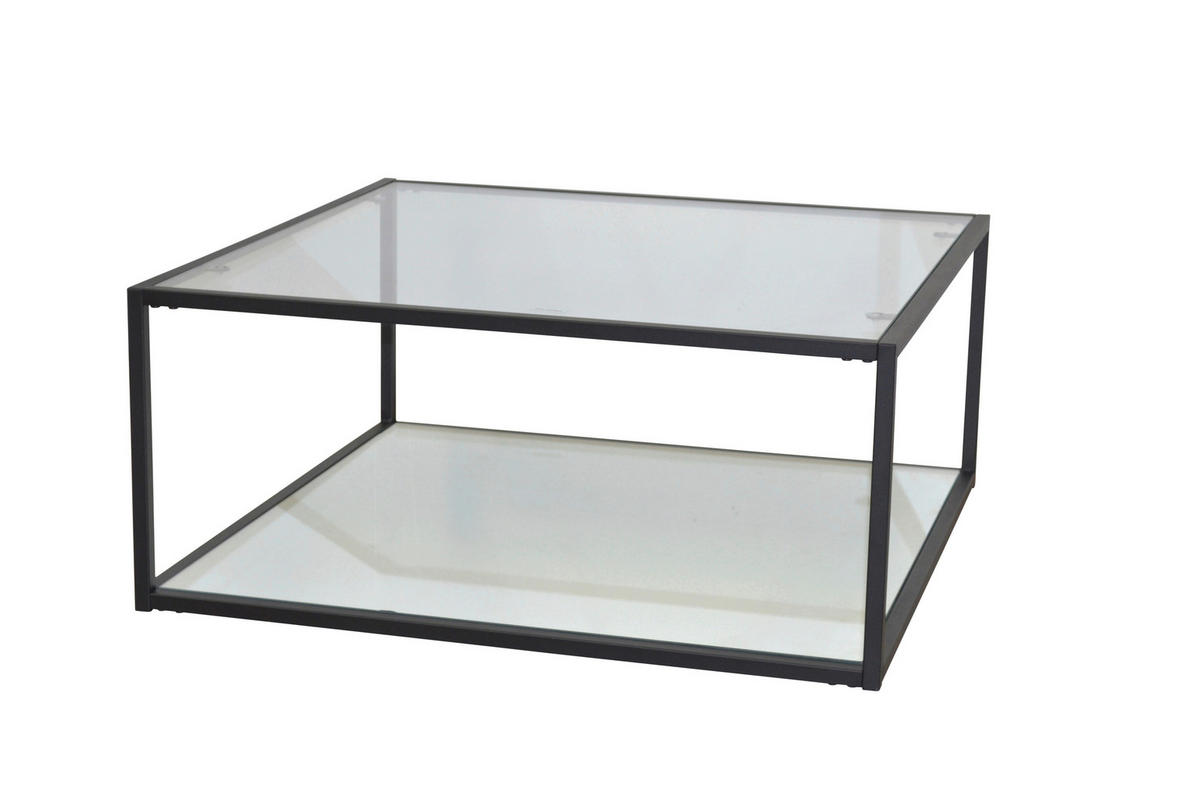 COUCHTISCH Sicherheitsglas, Klarglas, Spiegelglas 80/80/35 cm quadratisch Schwarz  - Schwarz, Design, Glas/Metall (80/80/35cm) - MID.YOU