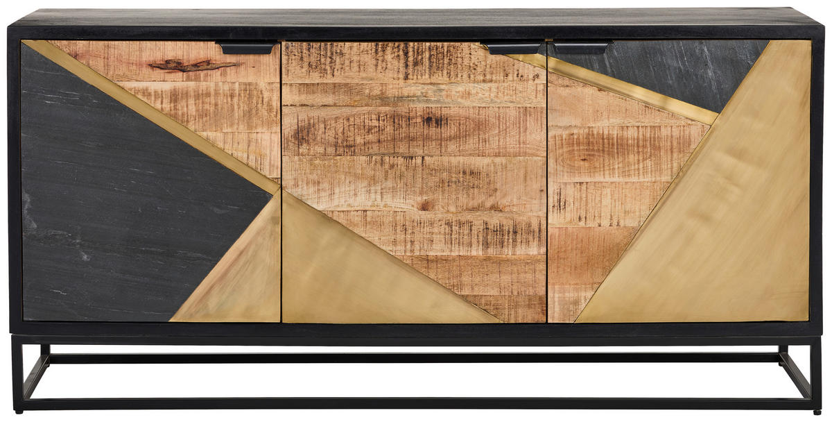 SIDEBOARD  160/78/42 cm  - Goldfarben/Schwarz, Design, Holz/Metall (160/78/42cm) - Livetastic