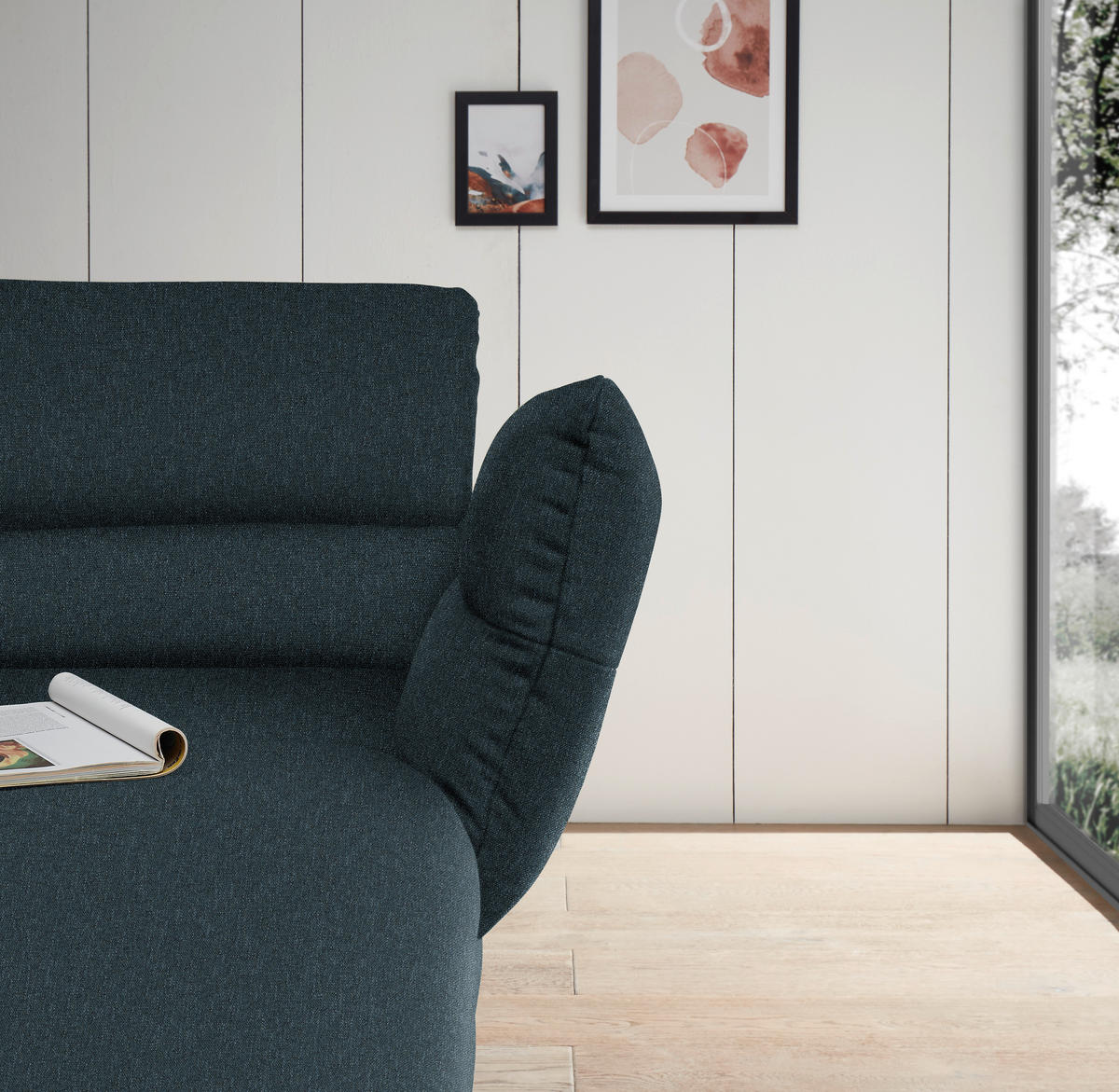 ECKSOFA in Flachgewebe Petrol  279-327/176-217 cm  - Petrol/Schwarz, Design, Textil/Metall (279-327/176-217cm) - Dieter Knoll