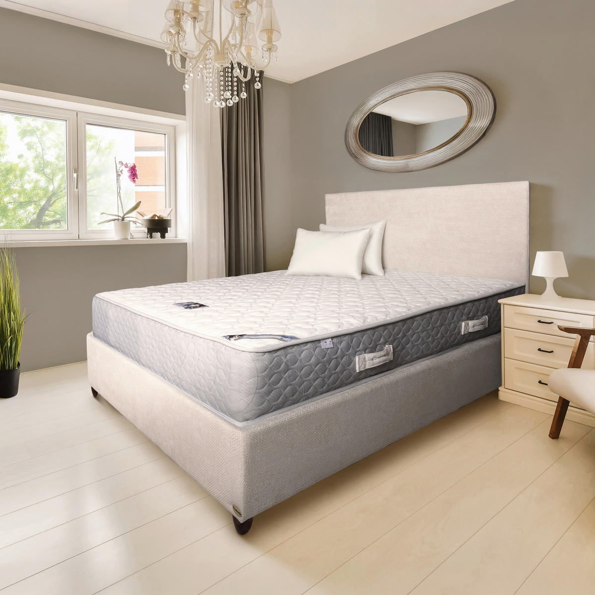 KÁRPITOZOTT ÁGY 160/200 cm  krém  - krém/dió, Basics, textil (160/200cm) - Cardo