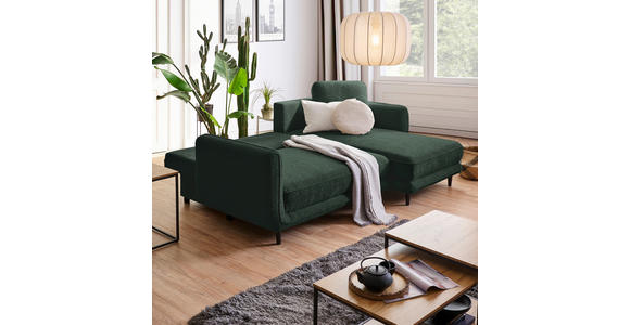 ECKSOFA in Struktur Dunkelgrün  - Dunkelgrün/Schwarz, KONVENTIONELL, Holz/Textil (247/170cm) - Carryhome