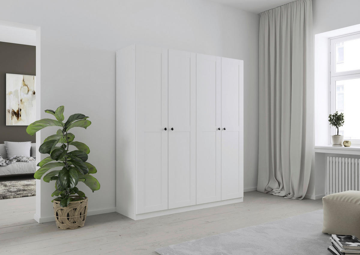 DREHTÜRENSCHRANK 181/210/54 cm,  in Weiß, 4-türig  - Schwarz/Weiß, KONVENTIONELL, Holzwerkstoff/Kunststoff (181/210/54cm) - home24