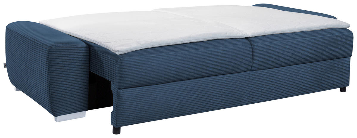 SCHLAFSOFA Cord Blau, Dunkelblau  - Chromfarben/Blau, Design, Kunststoff/Textil (258/100/148cm) - Stylife