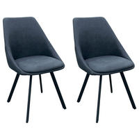 STUHL-SET 2 Stück  in Stahl Mikrofaser Metall, Textil  - Anthrazit/Schwarz, Design, Textil/Metall (55/83/59cm) - MID.YOU