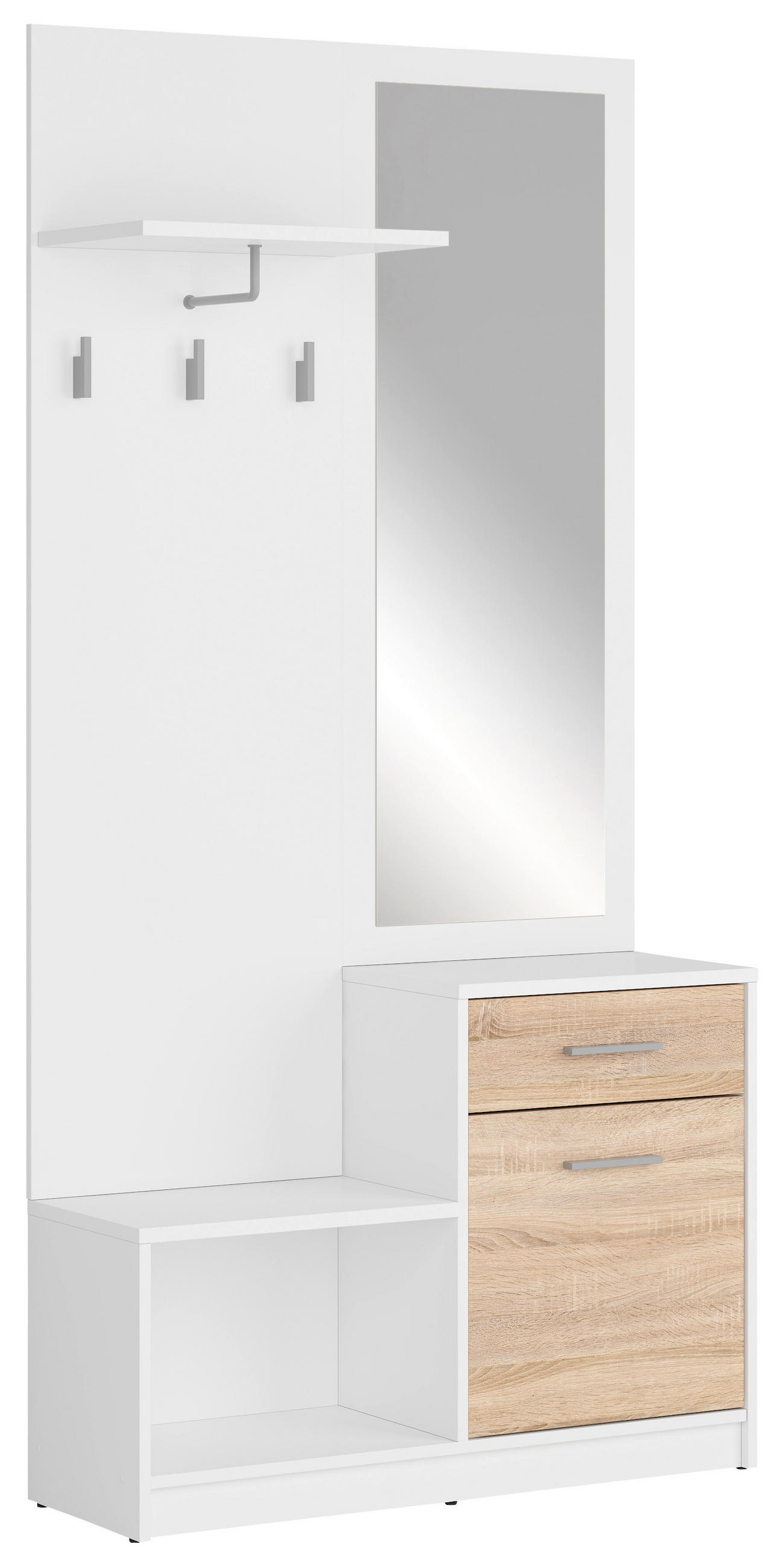 PREDSOBA hrast sonoma, bela - bela/hrast sonoma, Design, leseni material (90/185,5/30,5cm) - Livetastic