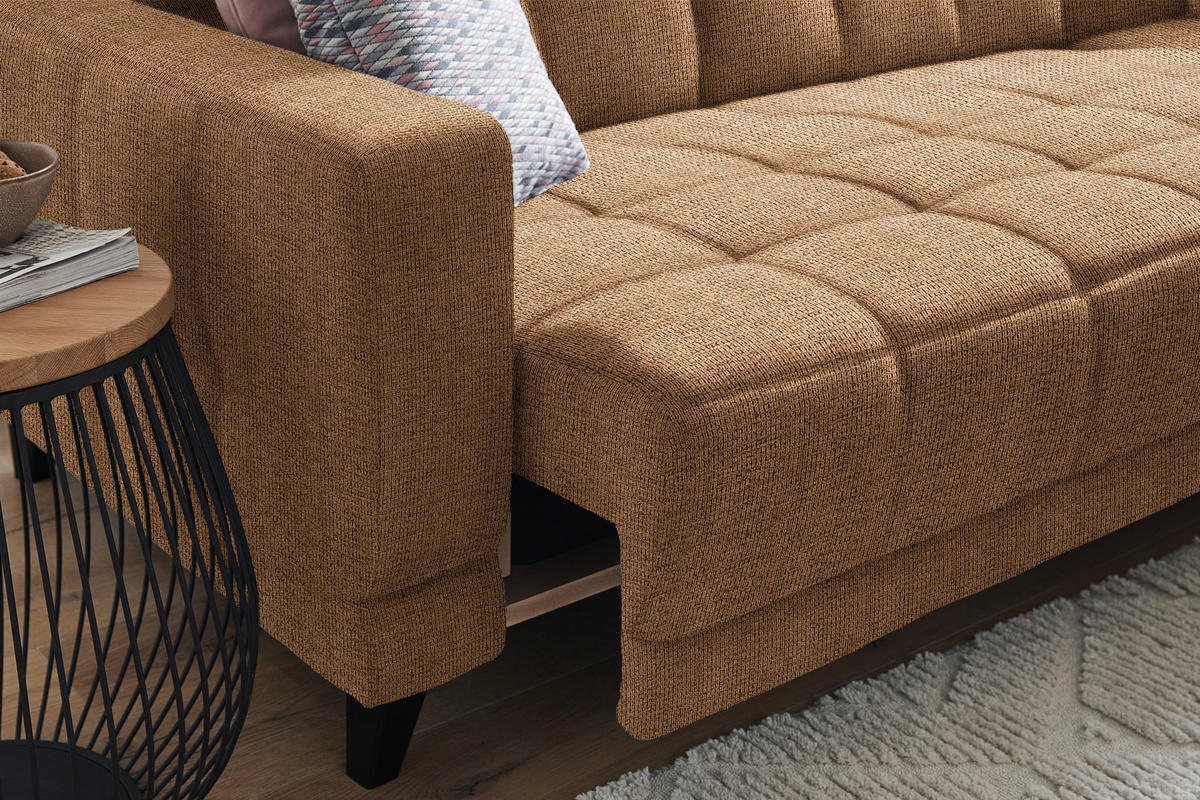 ECKSOFA in Webstoff Braun  302/216 cm  - Schwarz/Braun, Design, Holz/Textil (302/216cm) - Xora