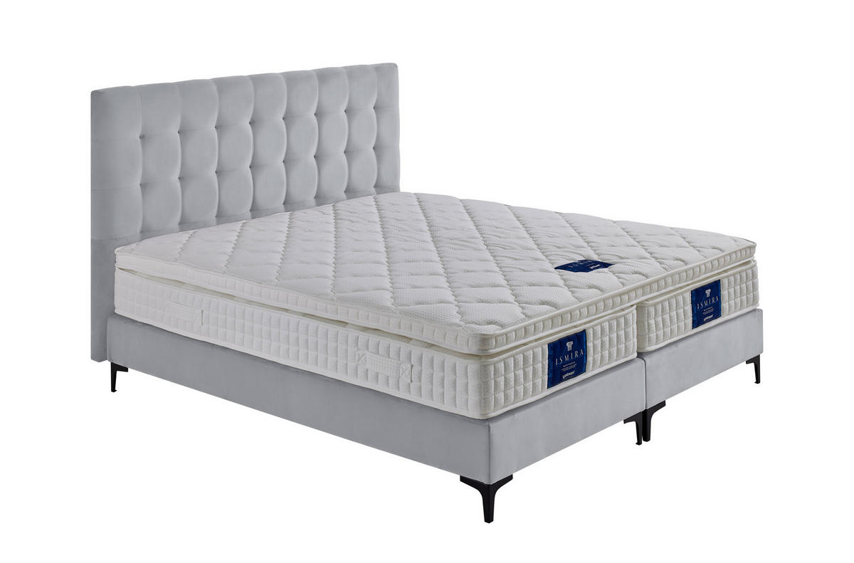 POSTELJA BOXSPRING   x  , tekstil, leseni material svetlo siva  - črna/naravne barve, Moderno, kovina/tekstil (140/200cm) - MID.YOU