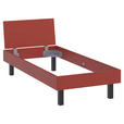 BETT 90/200 cm,  in Rot, Koralle,  - Koralle/Rot, Design, Metall (90/200cm) - Xora