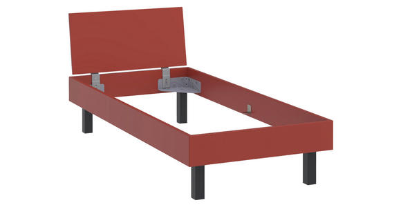 BETT 90/200 cm,  in Rot, Koralle,  - Koralle/Rot, Design, Metall (90/200cm) - Xora