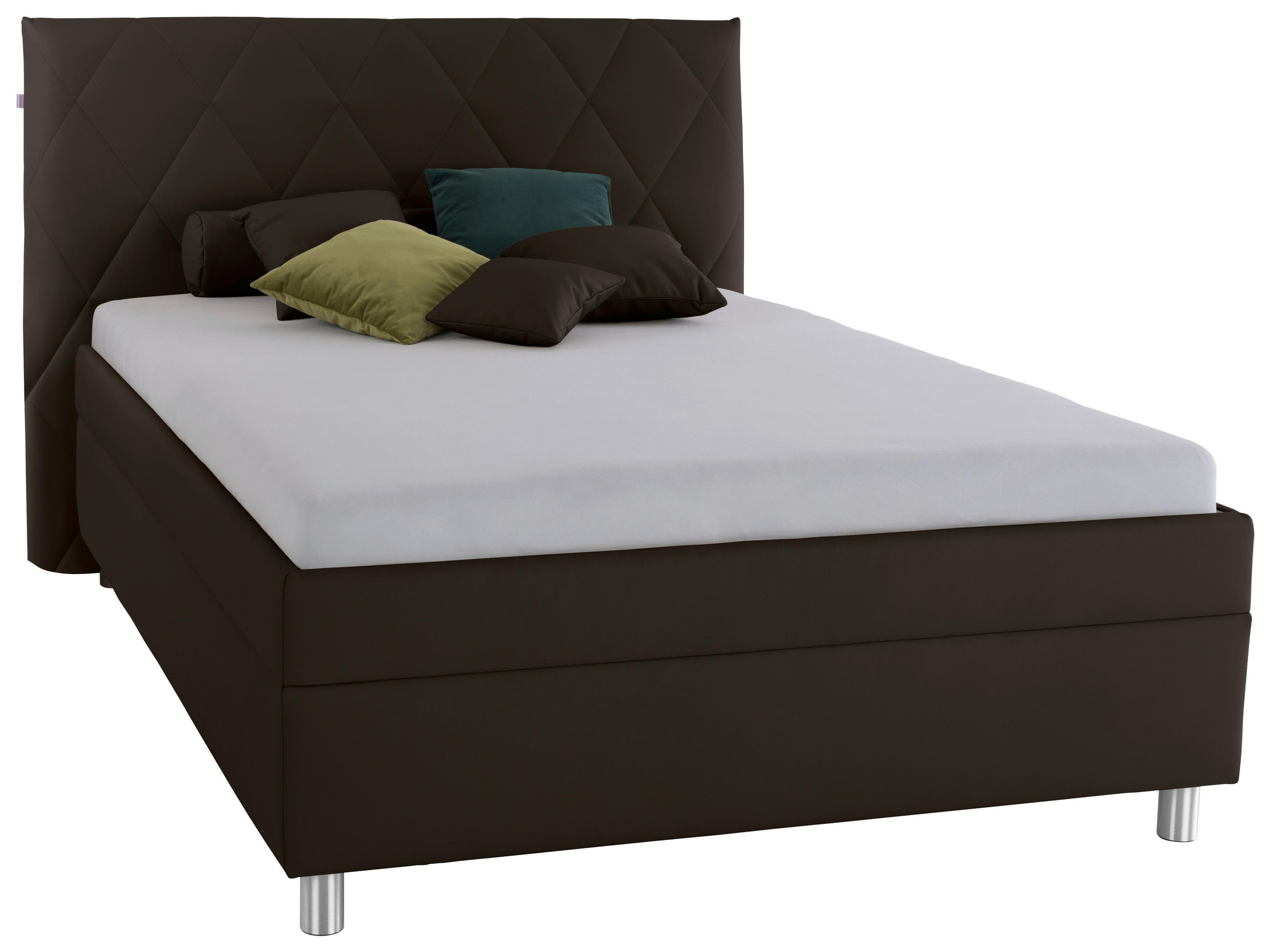 POLSTERBETT Matratze, gepolstertes Kopfteil, Lattenrost, Bettkasten 140/200 cm  in Braun  - Birkefarben/Silberfarben, KONVENTIONELL, Holz/Textil (140/200cm) - Esposa