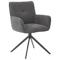 ARMLEHNSTUHL  in Eisen Webstoff  - Schwarz/Graphitfarben, Design, Textil/Metall (61/85/63cm) - Valdera