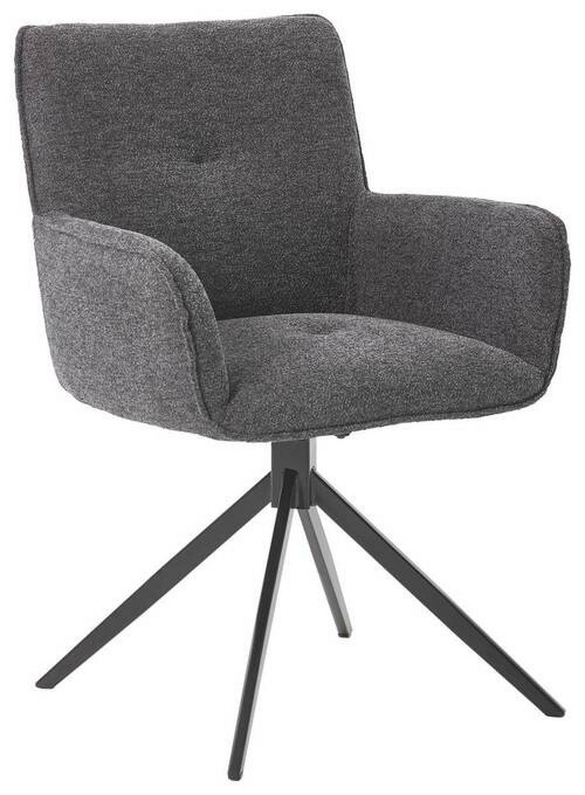 ARMLEHNSTUHL  in Eisen Webstoff  - Schwarz/Graphitfarben, Design, Textil/Metall (61/85/63cm) - Valdera