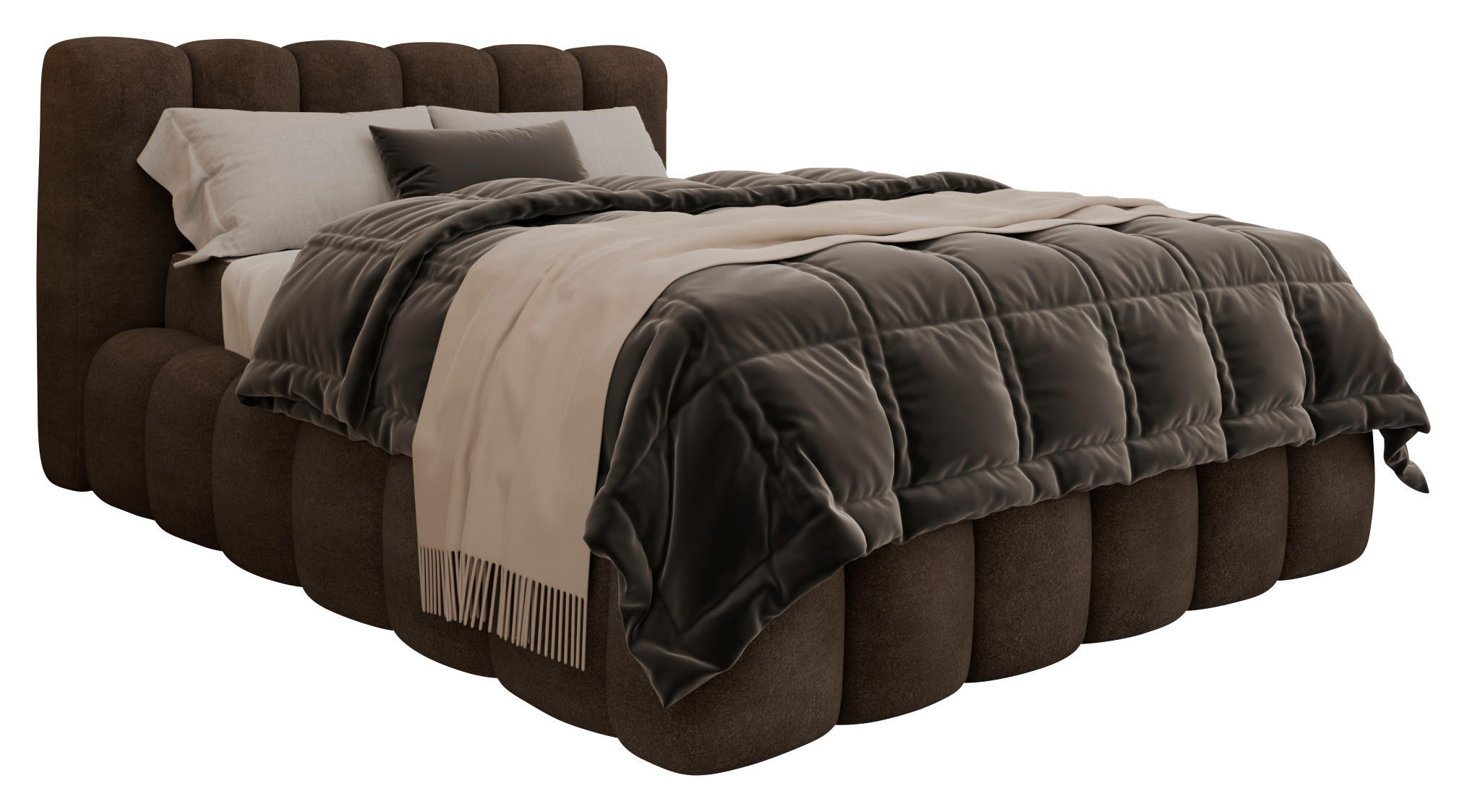 POLSTERBETT Bettkasten 140/200 cm  in Braun  - Schwarz/Braun, Trend, Kunststoff/Textil (140/200cm) - Esposa