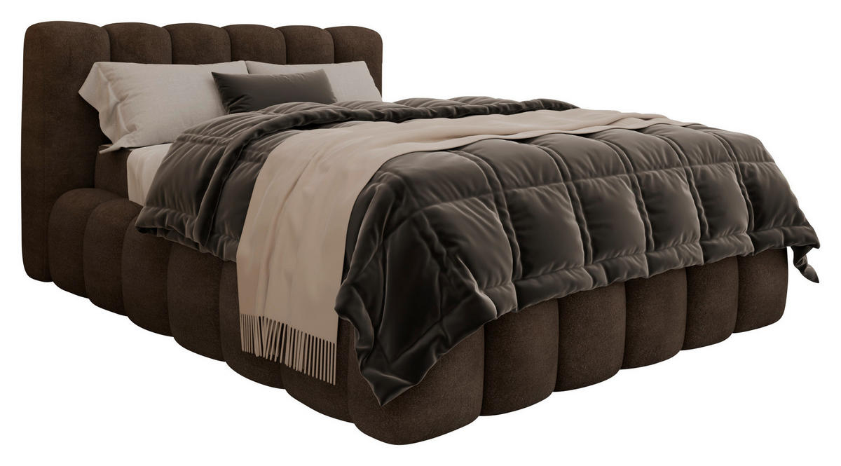 POLSTERBETT Lattenrost, Bettkasten 140/200 cm  in Braun  - Birkefarben/Schwarz, Trend, Holz/Kunststoff (140/200cm) - Esposa