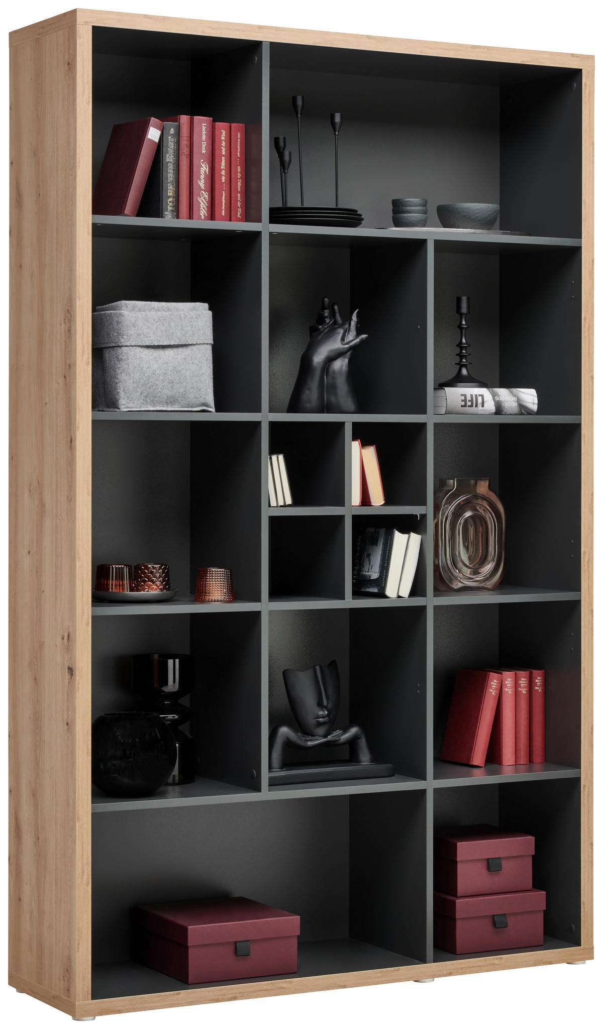 HYLLA i 123,6/199,8/36,6 cm antracit, ek Artisan  - silver/ek Artisan, Modern, trämaterial/plast (123,6/199,8/36,6cm) - Best Price