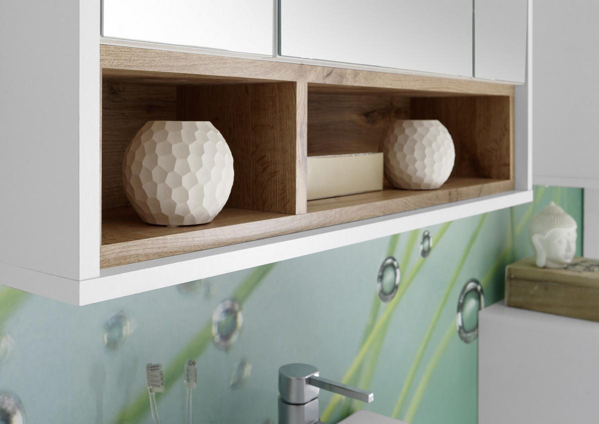 SPIEGELSCHRANK 80/72/20 cm  - Eichefarben/Weiß, Design, Glas/Holzwerkstoff (80/72/20cm) - MID.YOU