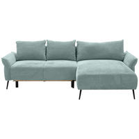 ECKSOFA in Chenille Mintgrün  - Schwarz/Mintgrün, Konventionell, Textil/Metall (255/164cm) - Carryhome