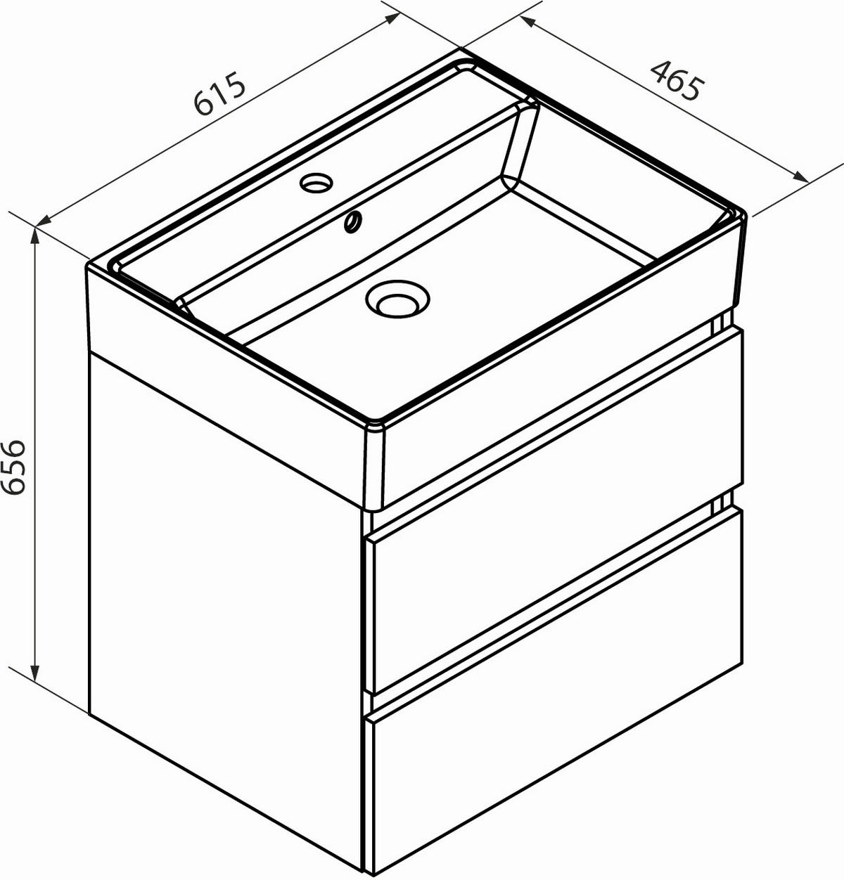 WASCHTISCHKOMBI 61,5 cm  - Schwarz/Weiß, MODERN, Keramik/Holzwerkstoff (61,5cm) - Voleo