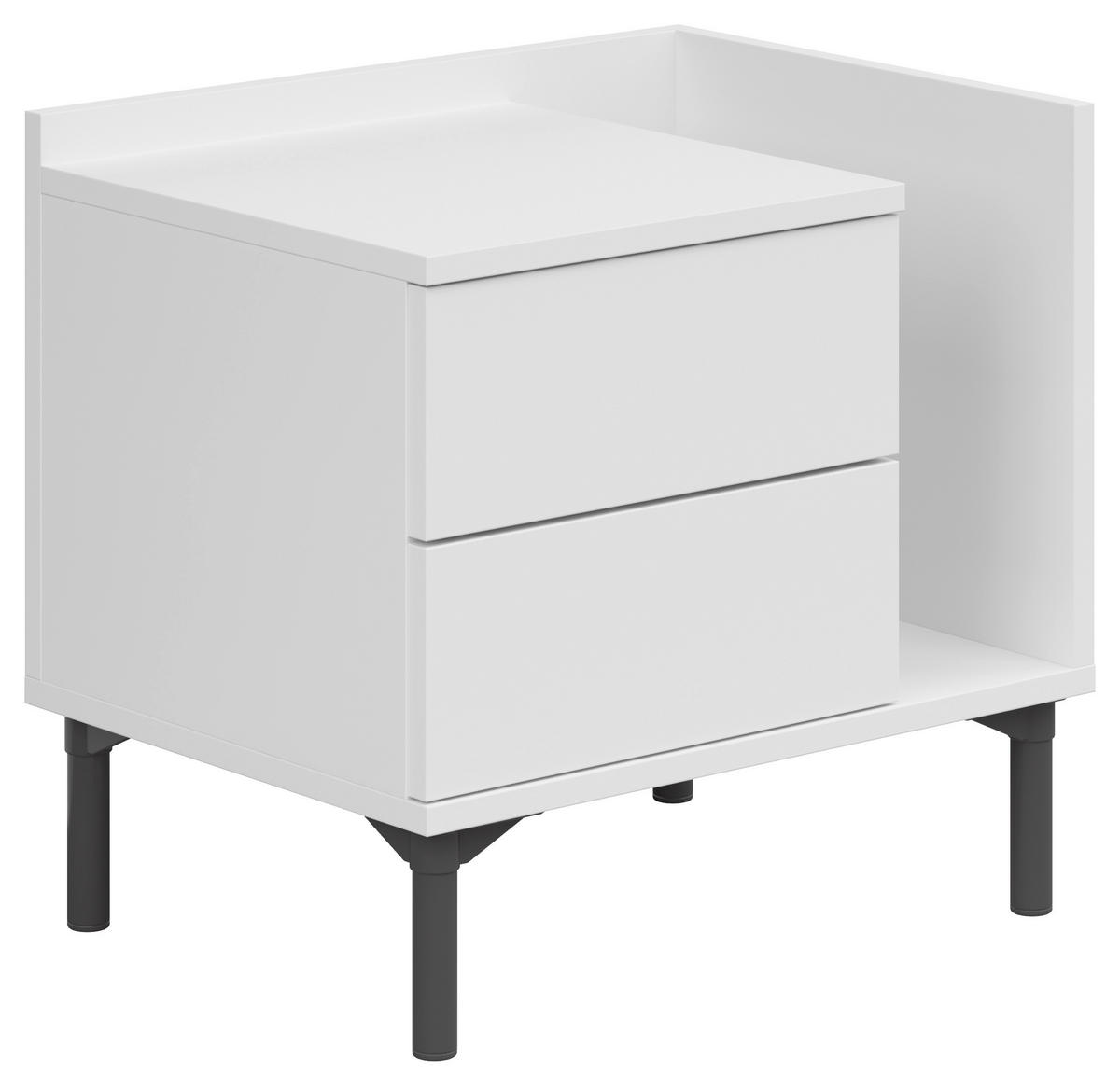 NACHTKÄSTCHEN 50/48/38 cm  in Weiß  - Graphitfarben/Weiß, Design, Holzwerkstoff/Kunststoff (50/48/38cm) - Lomoco