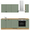 KÜCHENLEERBLOCK 240 cm   in Grün, Eichefarben  - Eichefarben/Schwarz, MODERN, Holzwerkstoff/Metall (240cm) - Nobilia