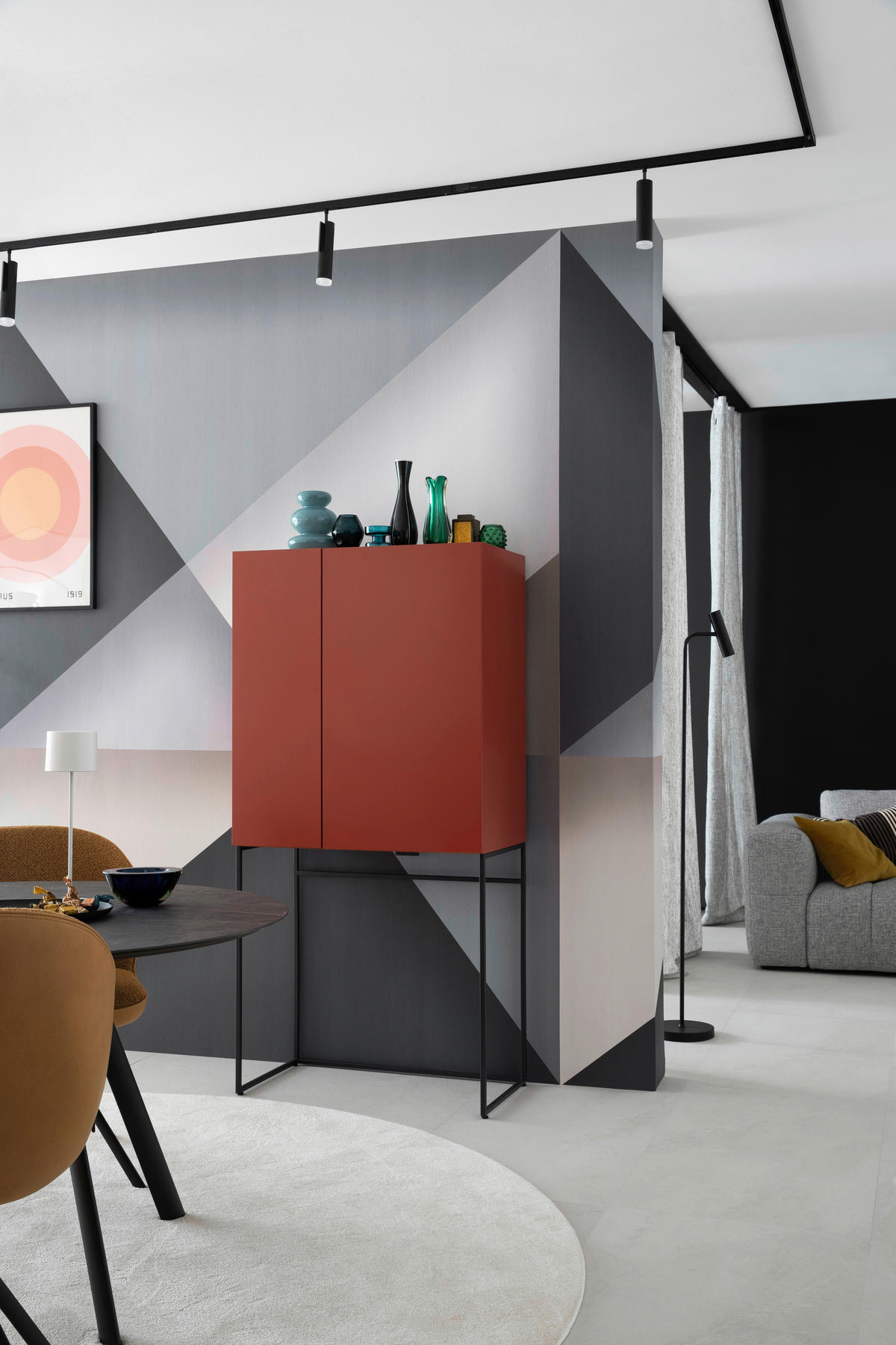 BARSCHRANK Rot  80/165/45 cm  - Rot/Schwarz, Design, Holzwerkstoff/Metall (80/165/45cm) - Schöner Wohnen