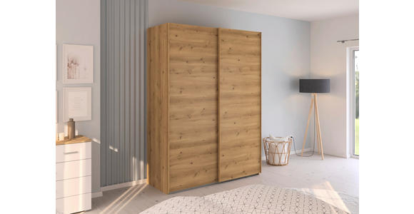 SCHWEBETÜRENSCHRANK  in Eichefarben  - Eichefarben, Design, Holzwerkstoff/Kunststoff (162/223/68cm) - Novel