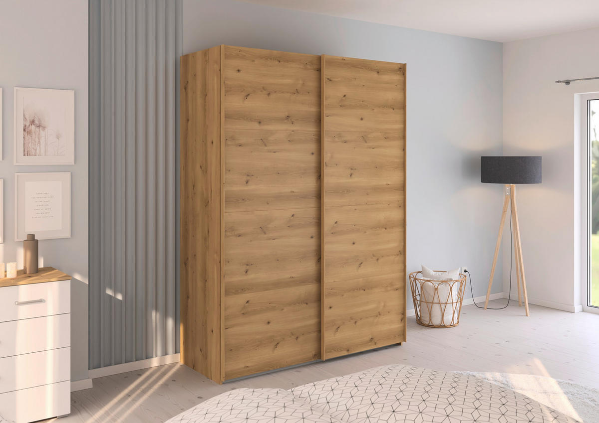 SCHWEBETÜRENSCHRANK 162/223/68 cm 2-türig Eichefarben  - Eichefarben, Design, Holzwerkstoff/Kunststoff (162/223/68cm) - Novel