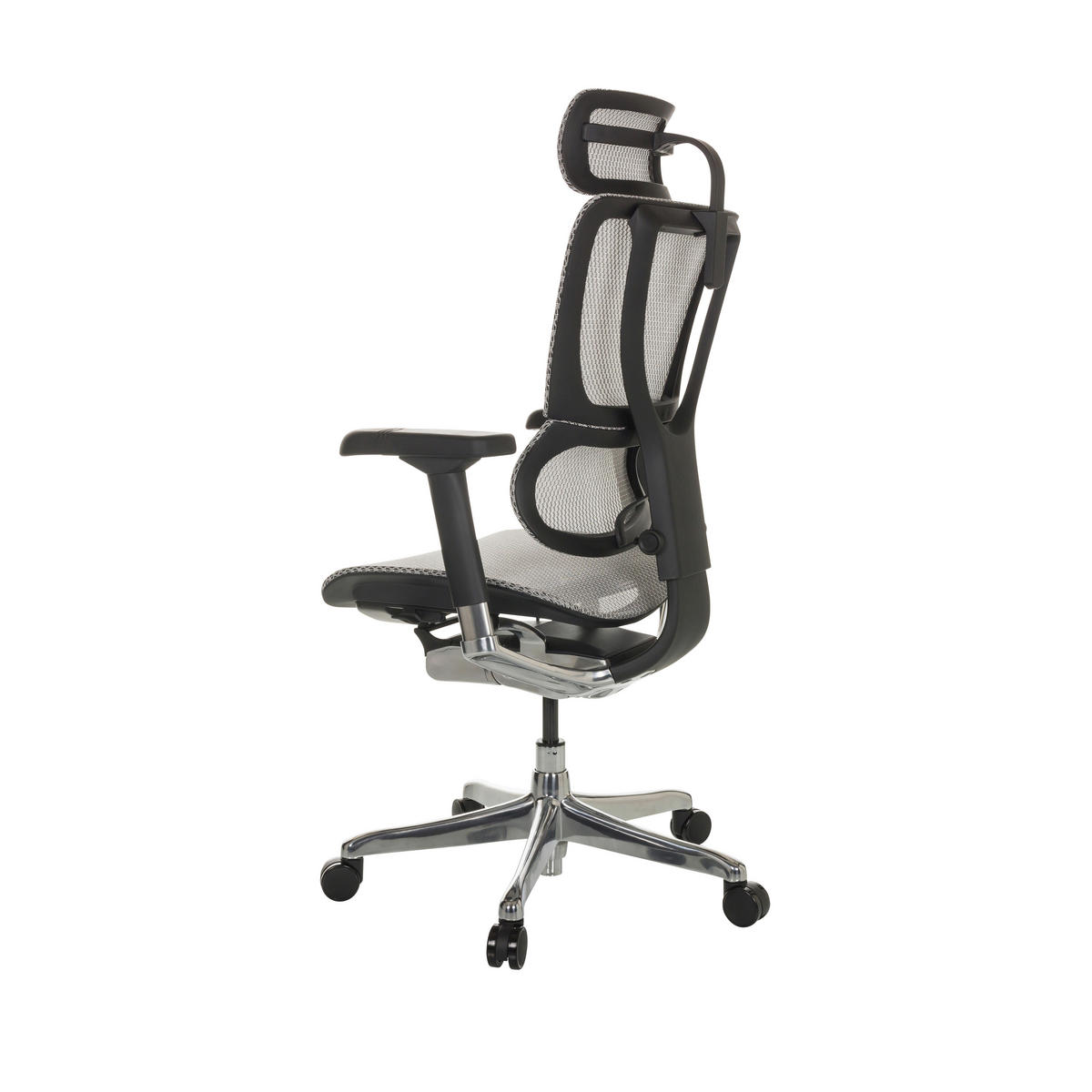 DREHSTUHL Netz Hellgrau  - Silberfarben/Hellgrau, Basics, Kunststoff/Textil (69/116-138/66cm) - MID.YOU