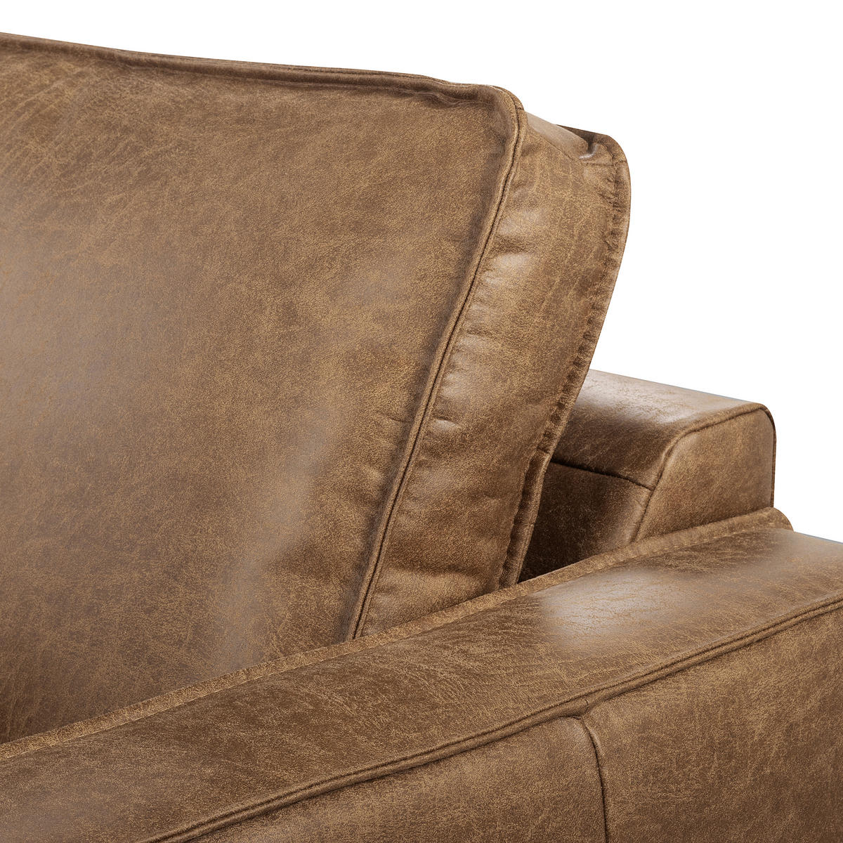 ECKSOFA Braun Echtleder Lederlook Rücken echt  - Braun, Design, Leder/Textil (166/238cm) - Livetastic