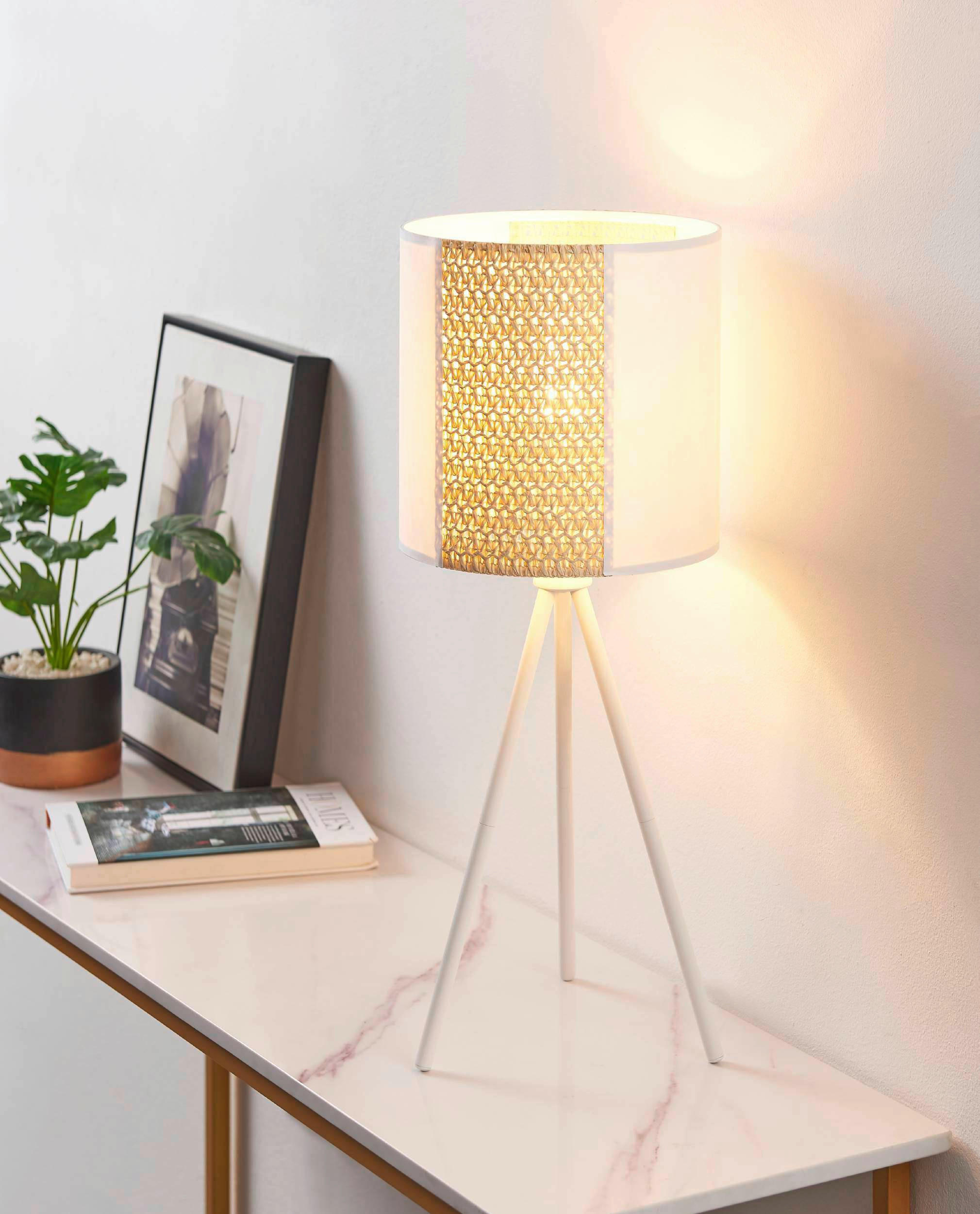 TISCHLEUCHTE Arnheim 24/61 cm   - Braun/Weiß, Basics, Naturmaterialien/Papier (24/61cm) - Eglo
