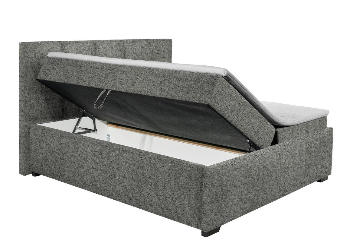 POLSTERBETT Matratze, Bettkasten, Topper Grau 180/200 cm  - Graphitfarben/Schwarz, KONVENTIONELL, Kunststoff/Textil (180/200cm) - Esposa